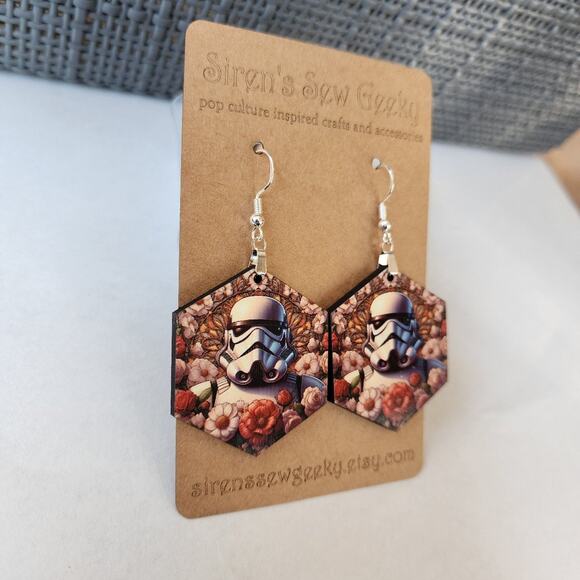 Star Wars Stormtrooper Earrings Empire First Order - Picture 2 of 2